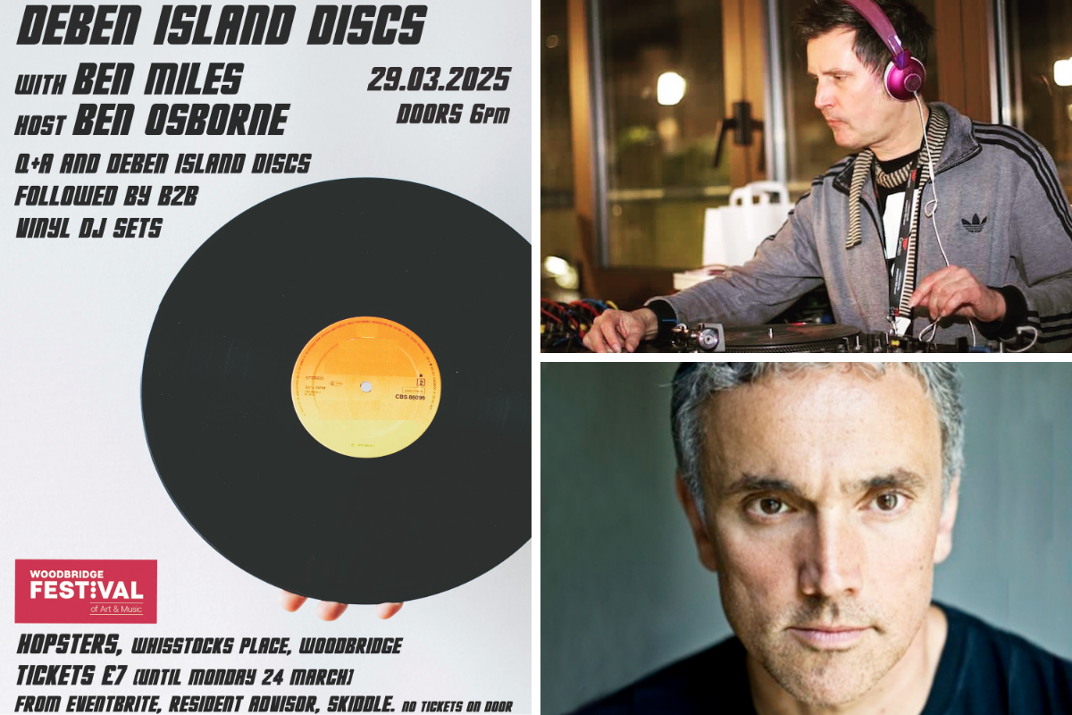Deben Island Discs poster with Ben Miles and Ben Osborne
